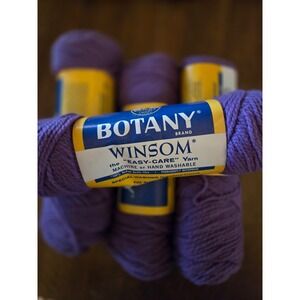 Botany Winsom Purple Yarn Easy Care 2 oz Skeins Knitting Crochet Lot of 5 Vtg